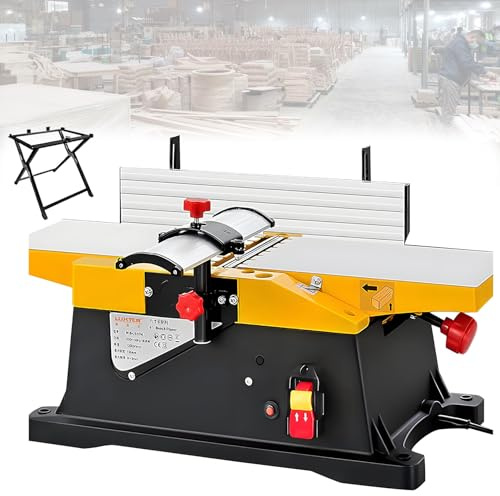 Feiphla Cepilladora EléCtrica PortáTil para CarpinteríA, 1800 W, Profundidad De Corte Ajustable De 0 A 3 Mm, para Corte De Madera Planer(FoldingStand)