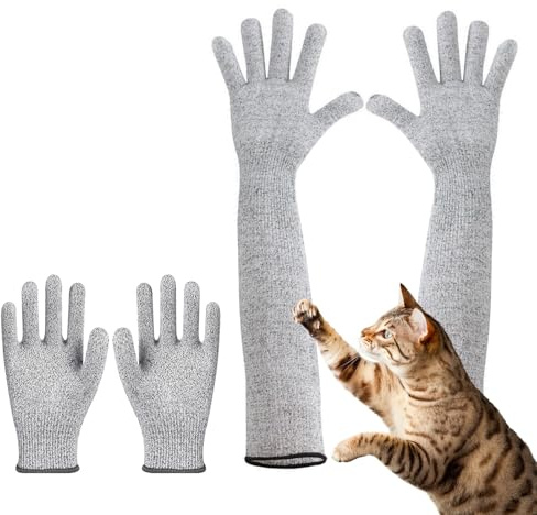 Cuyacili 2 Paar Bissfeste Handschuhe für den Umgang mit Tieren Tierpflegehandschuhe Anti-Biss Arbeitshandschuhe Schutzhüllen Umgang mit Katze/Hund/Schlange/Reptilien (20cm und 40cm)