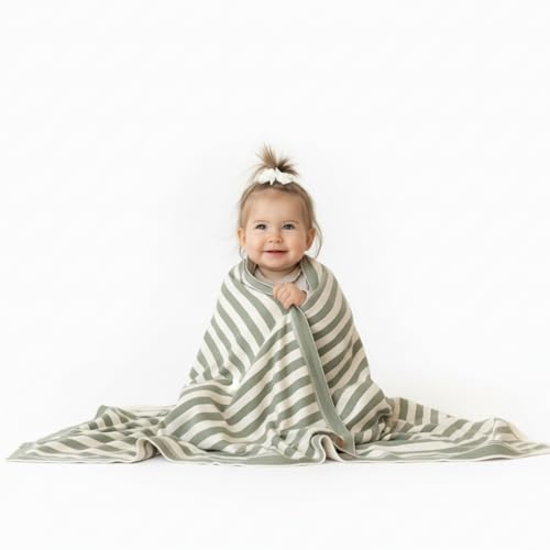 Little Dedi Amelia - Coperta in Cotone Biologico (gots) Morbida a Maglia Per Lettino Colori: ERD Avorio/ , Ecologica, Unisex, Verde, 76 X 101 Cm