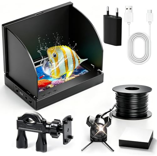 1080P Camera sous Marine Peche, Fishfinder Caméra sous Marine pour la Pêche, 4.3-Zoll-LCD, 220° Grand Angle et Vision Nocturne, Fish Finder pour Pêche en Mer en Rivière sur Glace