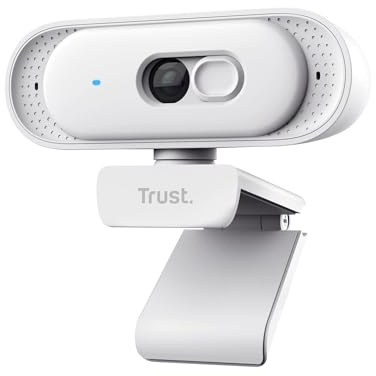 Trust Ovala 2K QHD Webcam mit Mikrofon und Blickschutzfilter, Weiß | 75° Sichtfeld, USB-C/USB-A, Fester Fokus PC Kamera, Digitale Rauschunterdrückung, Videokamera für Videoanrufe Teams Zoom