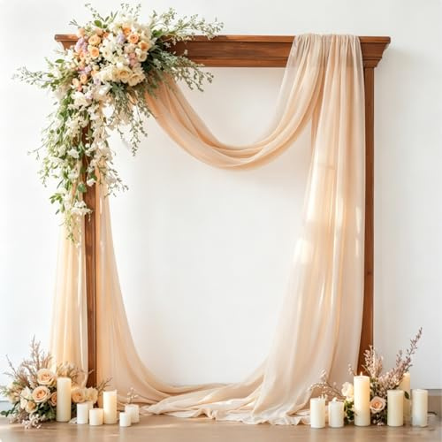 1.6*8mTüll,Querbehang Gardin,Traubogen Hochzeit,Tüll Stoff(Champagnerfarben | Hochzeitsbogen Vorhang Querbehang, für Hochzeitsdekorationen, Bankettfotografie und Sitzordnungen Unter Dem Hochzeitsbogen