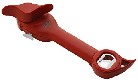 Kuhn Rikon Auto Safety Master Opener for Cans, Bottles and Jars, 9 x 2.75 inches, Red