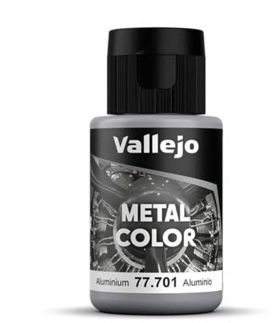 Vallejo Metal Color Acrylfarbe Aluminium Realistischer Effekt, 32 ml, für Airbrush im Modellbau, ideal für feine Details und realistische Oberflächen.