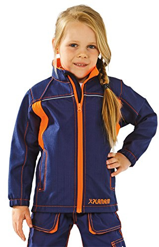 Größe 134/140 Kinder Planam Junior Softshelljacke marine orange Modell, 6131134