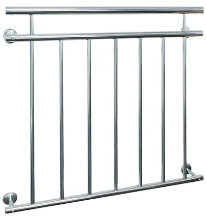 ECD Germany Balustrade Française 90x100cm avec 7 Barreaux de Remplissage, Argent Brillant, en Acier Inoxydable, Garde-Corps de Balcon, Grille de Sécurité Protection Extérieure Fenêtre, Appui Rambarde