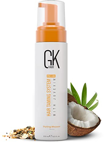 GK HAIR Global Keratin Volumizing Hair Styling Mousse Enhances Curls Added Volume Medium Hold Curling Mousse for Wavy Hair Frizz Control Foam- 250ml