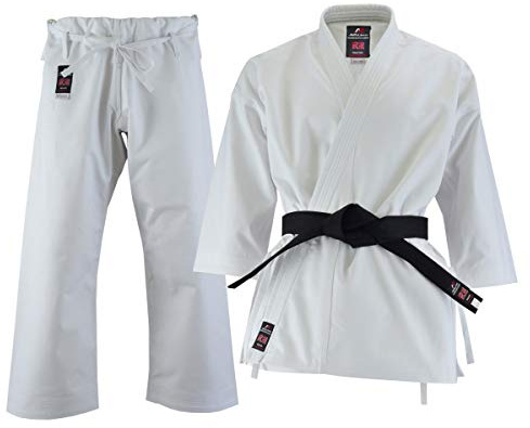 Malino - Traje de Karate Profesional para Hombres y Adultos, Ambos Lados, Lona cepillada, 14oz, Talla única 3.5/165, Color Blanco