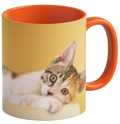 LOOXIS Personalisierte Tasse mit Foto & Text bedruckt, selbst gestalten – 325 ml, Keramik, versch. Farben, Panoramadruck möglich – Geschenkidee Männer, Frauen, Jahrestag, Muttertag – Orange