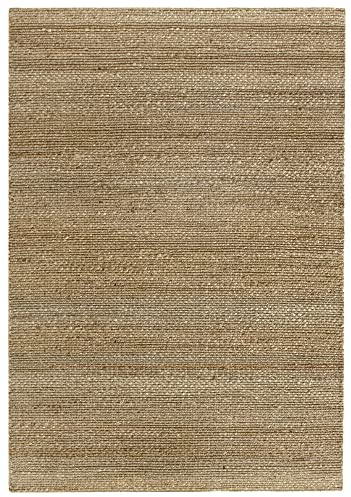 HAMID - Tappeto Giralda di Juta 100% Fibra di Iuta Naturale, Tappeti di Iuta Tappeto Morbido e Alta Resistenza, Tessuto a Mano, Soggiorno, Sala da Pranzo, Camera da Letto Tappet, Naturale (170x120cm)