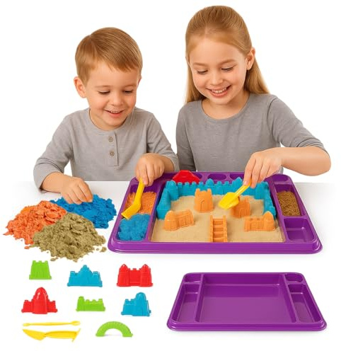 koolbitz Magic Sand Play Set, Mold Amazing Sand Sculpts 750g with Box Accessories Shape Molds, Fun Gifts Toy for Boys & Girls, Make Your Own Craft Activity for Kids