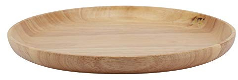 Plateau de service en bois, plateau rond de nourriture, plat de plat de service pour le restaurant à la maison(18 * 18cm)