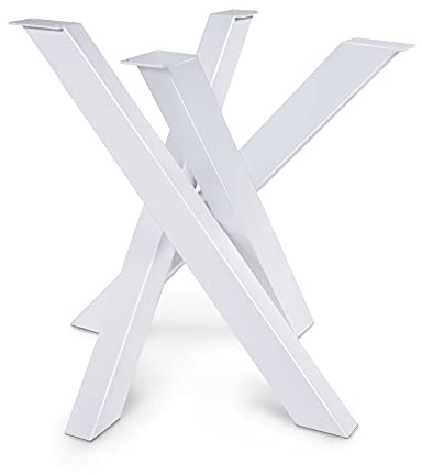 Magnetic Mobel Tischgestell Orion Design Kreuzgestell Schwerlast massiv Tischkufen Stahl Tischbeine Metall (Weiß, 77x77xH71 cm)