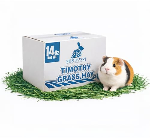 High Desert 2nd Cutting Timothy Hay for Rabbits, Guinea Pigs, Chinchillas and Small Pets, Soft Leafy for Daily Feeding and Digestive Health, Natural Rabbit Food and Guinea Pig Hay for Hay, 14 Oz Box