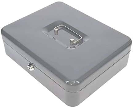 Kippen 10003SA - Cassetta Portavalori con Portamonete. Colore Silver. Dimensioni: 300x240x90 mm.