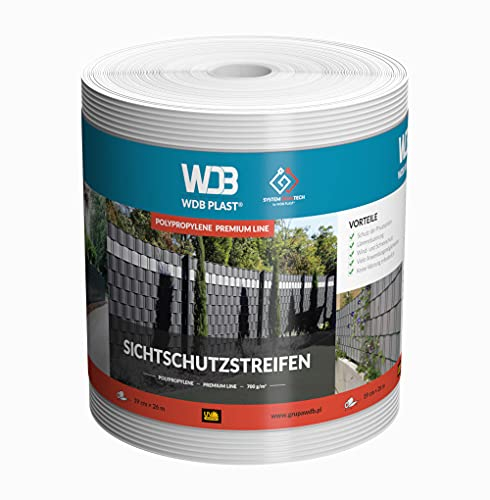 WDB Bandes Brise-Vue en polypropylène Rigide de qualité supérieure pour Panneaux à Double Fil - Brise-Vue en polypropylène pour clôture de Jardin et clôture Double Fil - 26 m x 19 cm Blanc