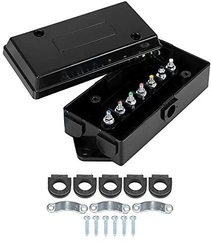 X AUTOHAUX 7 Way Trailer Wire Connector Junction Box Waterproof for RV | Cord Junction Box Holder Connector Kit, for RV Camper Caravans, 1 Set