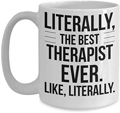 Mejor terapeuta de todos los tiempos Taza de regalo Literalmente novedad Única Navidad Cumpleaños Gracias Agradecimiento Esposo Esposa Idea presente Minimalista Cerámica Blanco