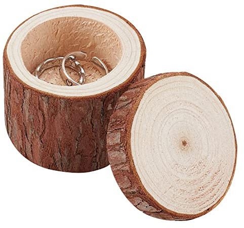 PH PandaHall Wedding Ring Box, Wooden Ring Storage Box Wedding Ceremony Rings Bearer Boxes Rustic Rings Stand Jewelry Holder Storage Case for Anniversary Engagement Gift Decoration 2 x 2 Inch