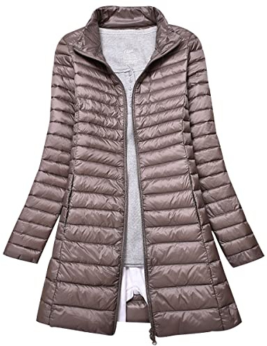 Chaqueta Plumas Ligeros Mujer Largo Plumifero Ultraligero Mujer Invierno Plumífero Ligero Anorak Mujer Plumon Puffer Down Jacket Plumiferos Largos Abrigo Cazadora Plumas Pluma Mujer Plumones Caqui 3XL