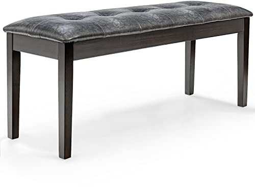 COSTWAY 116 x 38 x 48cm Sitzbank mit Massivholz-Beinen, Polsterbank bis 113 kg belastbar, für Schlafzimmer & Flur (Grau)