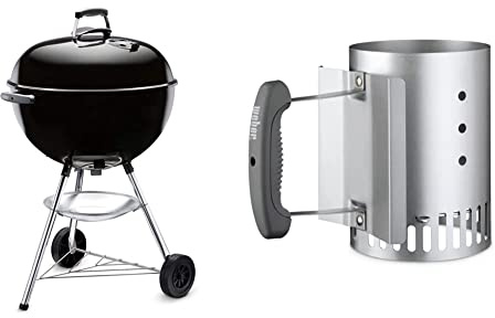 Weber 1331004 Bar B Kettle Barbecue à Charbon Noir 57 cm & Cheminée d’Allumage Compacte Rapidfire (20,32cm H x 14,73cm L x 26,42cm P), Métal