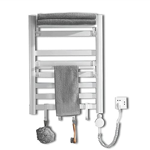 KLZUOPT Scaldasalviette Elettrico scaldasalviette, asciuga Asciugamani Elettrico Orizzontale per Bagno, Schermo LED portasciugamani riscaldato, asciuga Asciugamani Stretto (Color : Black) (White)