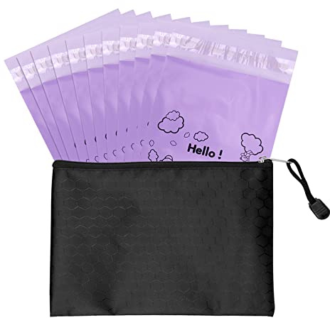 Purple Opaque Feminine Hygiene Disposal Bags - Pack of 100, 7x12inches, Suitable for Tampons and Sanitary Liners - Includes Storage Bag