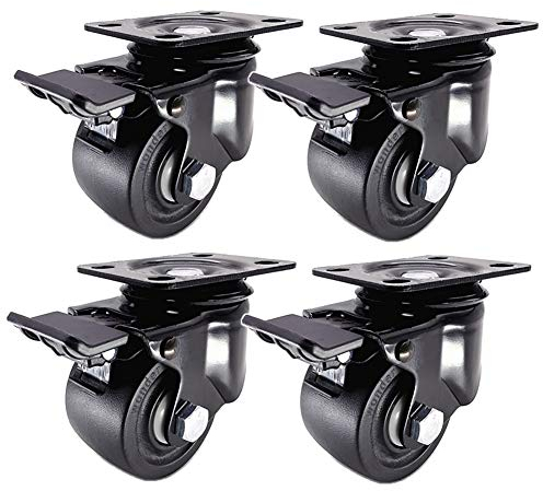 Dawafit Satz Von 4 – Schwerlastrollen 3 Zoll 75 Mm 1200 Kg Nylonrollen Mit Bremse Universal-Lenkrollen Lenkrollen Für Den Industriellen Transport Doppellager Für Trolley Heavy Equipment (2640 Ib)/4 Br
