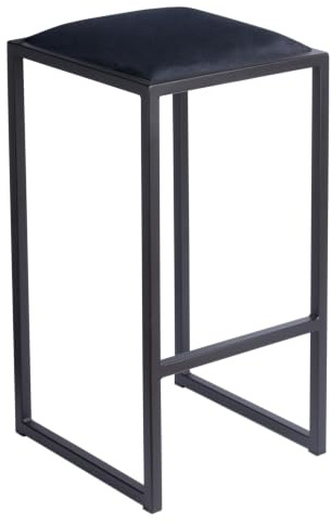 Ferro Barhocker Schwarz 64 cm - Metall Barstuhl ohne Lehne gepolstert | Loft Design kompakte Sitzlösung für Küche, Hausbar und moderne Wohnbereiche