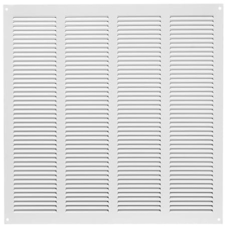 400x400mm Ventilationsgaller i Vitt Stål med Myggskydd - Metallgaller för Ventilation