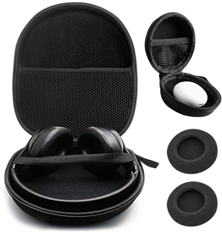 AYNKH Large Headphone Carrying Case Universal, Protective Cover Portable Pouch Hard Shell Travel Bag with Charger Cable Storage Fixed Strap, With 1 Small Earphone Box and 2 Headphone Sponge Covers