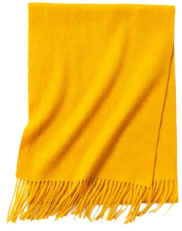 Dvbfufv Winter Damen Lange Kaschmir Schal Frauen Luxus Kaschmir Schal Damen Warm Dicke Weiche Solide Schal Wrap, gelb, One size