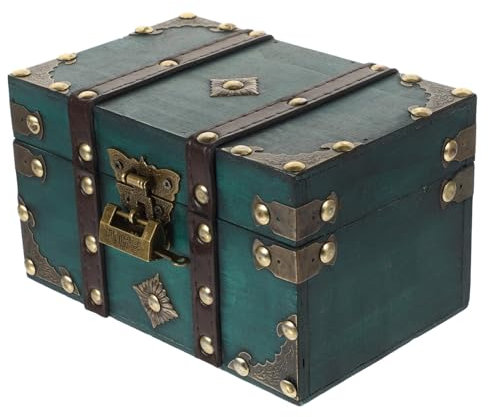 KOMBIUDA Holz Schatztruhe Piraten-aufbewahrungsbox Mit Schloss Für Schmuck Und Kleinigkeiten Organizer Handwerk Geschenk Für Mädchen Und Frauen