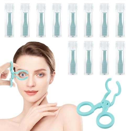 Jaeskeclip 13 Pcs Contact Lens Remover Tool Kit Daily Safe Odorless Plunger Suction Cup, Portable Eye Contact Remover Plunger Suction Cup with Contact Lenses Wearing Aids for Short Trip(Blue)