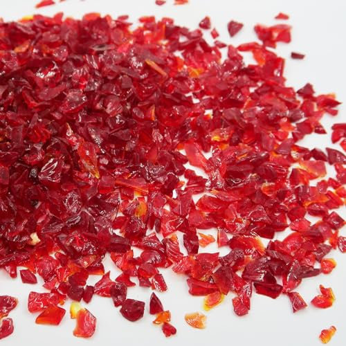 Ricytnig Rote zerkleinerte Glaschips, Vasenfüller, unregelmäßig, 3–6 mm, zerbrochenes Glas, zerkleinerte Glasstücke für DIY, Kunstharz, Kunst, Handwerk, Pflanzgefäße, Aquariumfüller, 0,4 kg