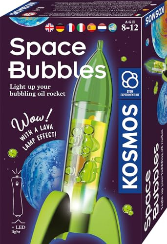 KOSMOS Space Bubbles, Mini Raketen-Lavalampe selbst Machen | Experimentierset für Kinder ab 8 Jahre, Mitbringexperiment, Mitbringsel für den Kindergeburtstag, mehrsprachige Anleitung