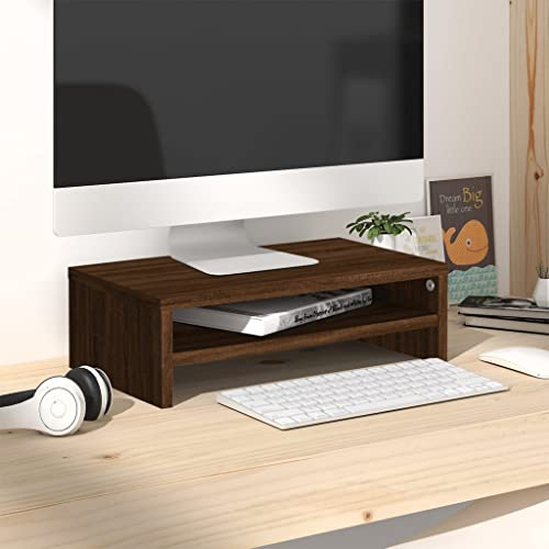THOYTOUI Monitorständer, Monitor-Lifter Monitorständer Büro-Monitorständer Computer Ständer Geeignet für Schlafzimmer Büro Wohnstube Hotel Braun Eichen-Optik 42 x 24 x 13 cm Holzwerkstoff