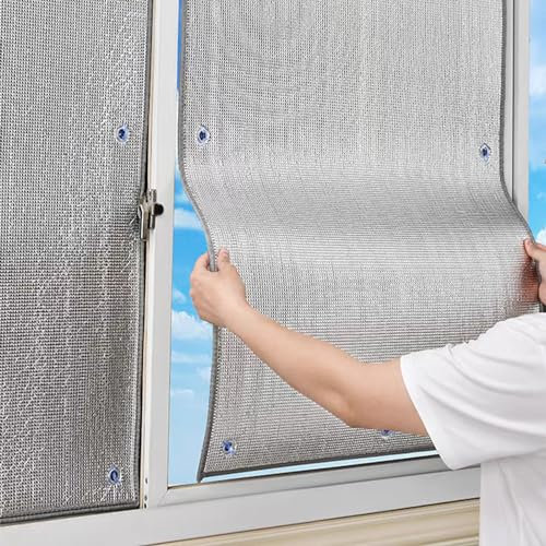 kufu01 Uv-Schutz Reflektierende Fensterfolie,7 Mm Dicke Selbstklebend Sichtschutzfolie,Fensterfolie Sonnenschutz Isolierfolie Dämmfolie für Büro,Zuhause,Küche,Anpassbar (30x130cm/12 x51)
