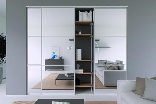 Alucabina - Porta con specchio a 3 ante scorrevoli su misura - Larghezza fino a 321 cm – altezza 265 cm