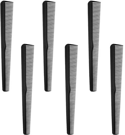 6 Pcs Taper Comb Black Carbon Fiber Heat Resistant Barber Salon Hairdressing Styling Fine and Wide Tooth Tapered Comb for Men and Women All Hair Types