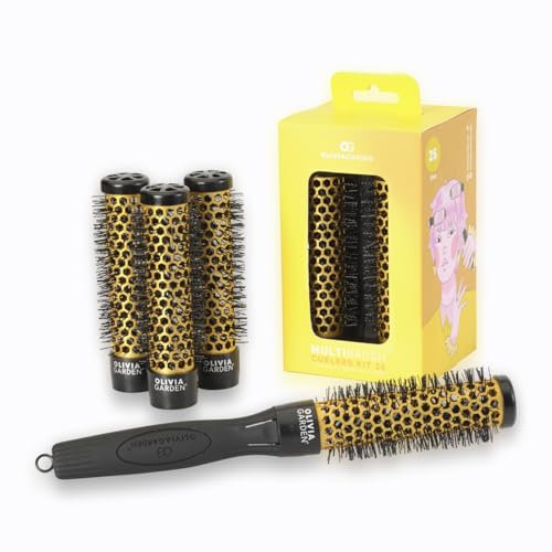 Olivia Garden Multibrush Curlers Kit - Storlek 25-4 tunnor i samma storlek och 1 handtag - Leave-In Barrel perfekt för lockar och volym