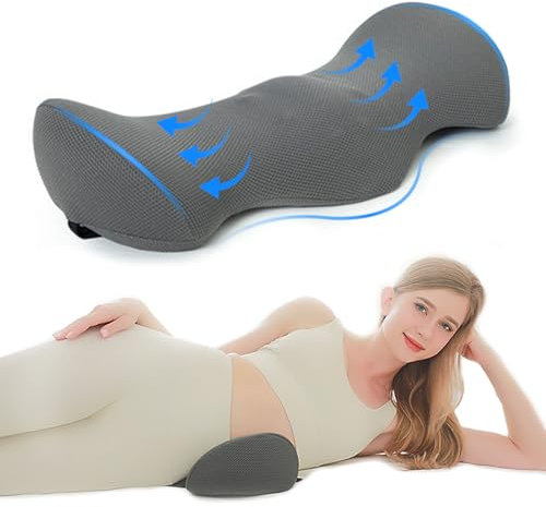 TFCIOD Lendenwirbelstützkissen, Wirbelwohl Kissen aus Memory-Schaum, Lendenkissen, Ergonomisches Design Rückenstützkissen zur Linderung von Schmerzen, ischias Kissen für Bett, Sofa, Auto (Grau)