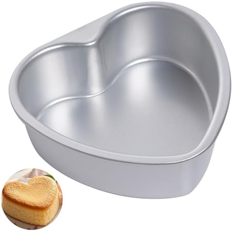 Haakong 1 stampo per torta a forma di cuore, 15,2 cm, in alluminio, per feste di compleanno, San Valentino, matrimoni, anniversari, da cucina (1, 15,2 cm)