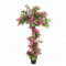 Árbol de buganvillas artificiales de 160 cm, plantas artificiales en maceta de plástico negro, árbol artificial grande rosa con flores para decoración del hogar, oficina, jardín, porche delantero (1