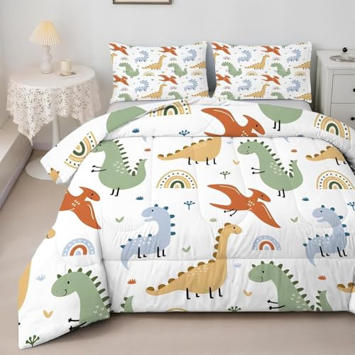 TMMDH Bettdecke 200x220 Ohne Bezug Nutzbar, Regenbogenblumen Bettdecken Waschbar Ganzjahresdecke Cartoon 4 Jahreszeiten Steppdecke, Bettzeug Microfaser mit 2 Kissenbezug für Sommer Winter Doppelbett