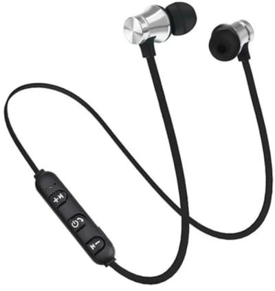 Wireless Earbuds & Bluetooth Headphones: Magnetic Neckband, In-Ear Bluetooth Earphones with Microphone, IPX6 Sweatproof, Deep Bass - Perfect for Calls, Music, Sports - Lightweight (silver)