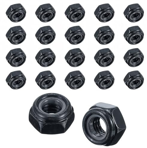 AOZUO 20 Stück DIN 985 Ultrahohe Festigkeit M6 Sechskantmuttern, Sicherungsmuttern A2 V2A Edelstahl Selbstsichernde, Muttern Sechskant Edelstahlmutter Stoppmuttern Kontermuttern(M6)