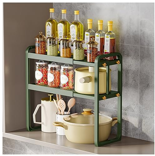 Expandable Metal Microwave Oven Rack Shelf 2 Tiers Kitchen Storage Counter Stand for Microwave Rice Cooker and More