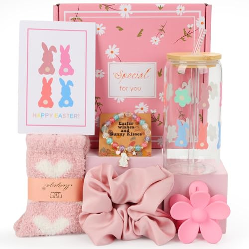 Easter Gifts for Teens Girls, Women, Easter Basket Stuffers for Girls, Easter Basket Ideas for Teens, Easter Gifts Set, Bunny Gifts for Girls, Easter Tumbler, Easter Iced Coffee Mug, Easter Bracelets